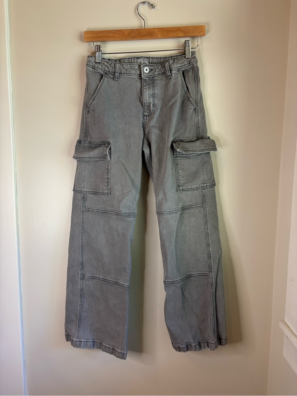 Girl’s Gray Cargo Jeans - Durable Utility Style